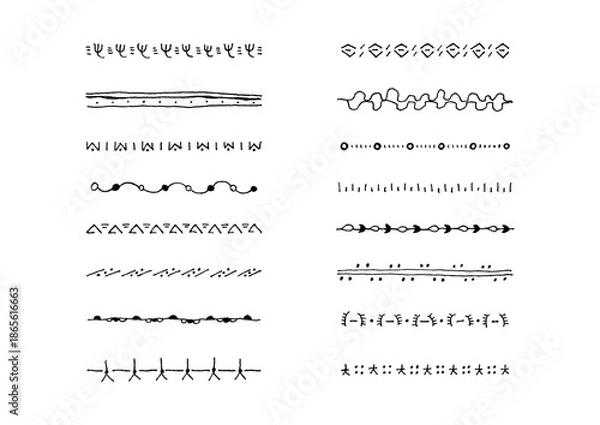 Obraz ナチュラルでシンプルな手描きのラインセット13