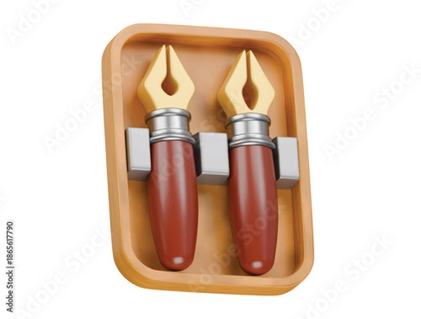 Obraz calligraphy nibs set icon 3d illustration render