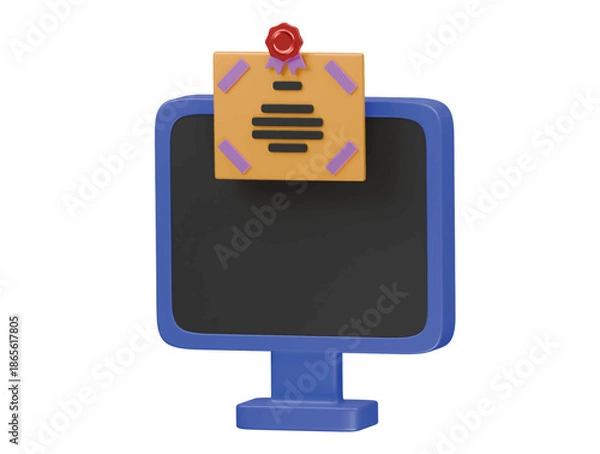 Obraz online certificate icon 3d illustration render