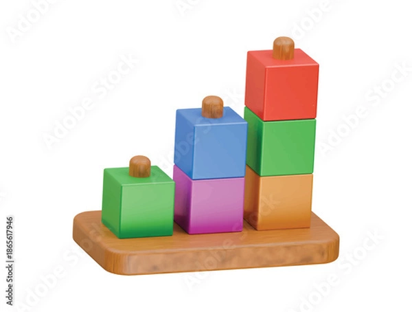 Obraz cube stacking icon 3d illustration render