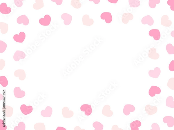 Obraz シンプルで可愛いハート柄のフレーム素材 ピンク