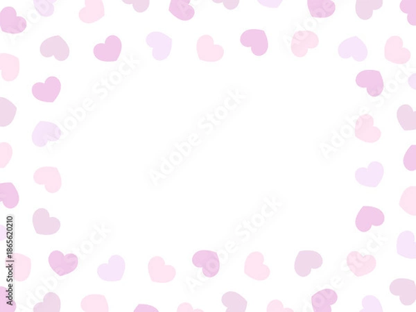 Obraz シンプルで可愛いハート柄のフレーム素材 紫