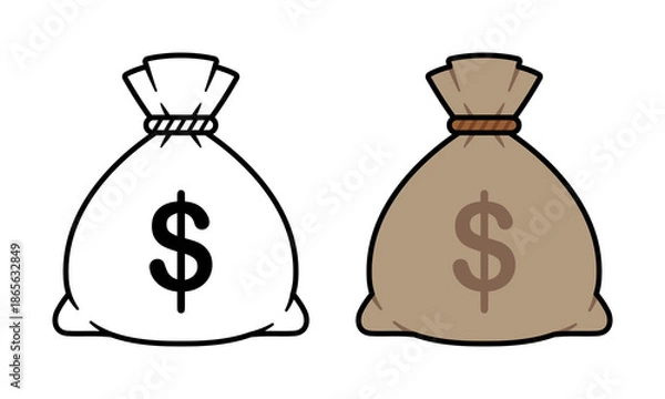 Obraz Vector Money Bag Flat Illustration