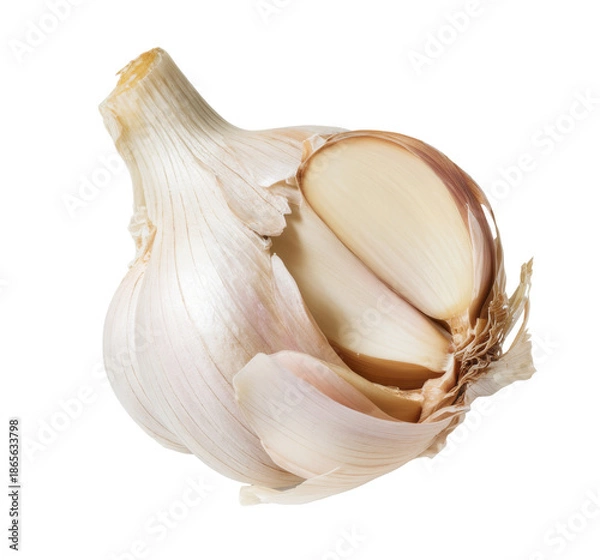 Obraz fresh garlic bulb isolated on white background.