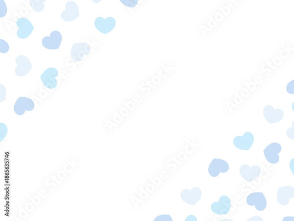 Obraz シンプルで可愛いハート柄のフレーム素材 ブルー