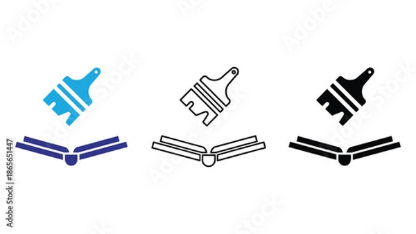 Obraz Open book with paintbrush icon symbolizing creativity and learning