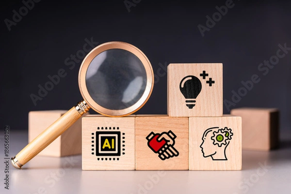 Obraz Human and Artificial Intelligence Collaboration for Creative Ideas Concept