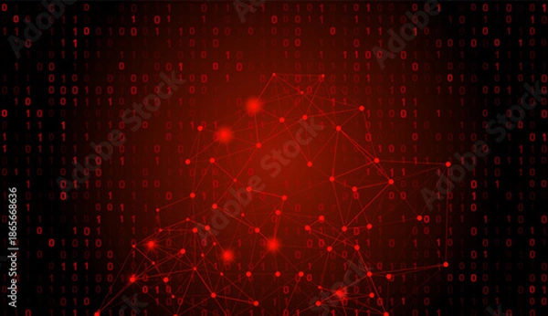 Fototapeta Digital Network with Binary Code 0 and 1  Technology Background