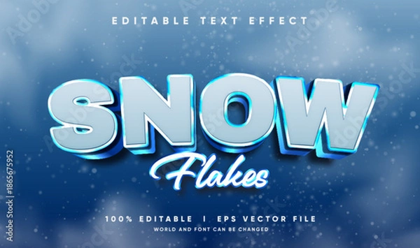 Obraz snow flakes vector text effect with modern style