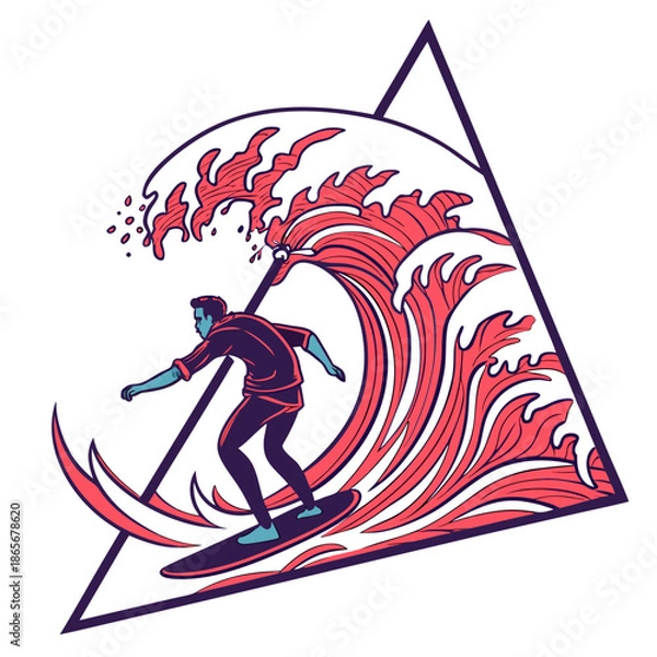 Obraz Dynamic Triangular Wave Logo with Vibrant Colorful Accents