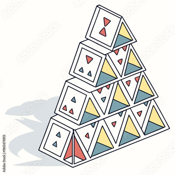 Obraz Stacked Geometric Shards with Depth and Shadow