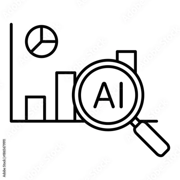 Fototapeta AI data analysis line icon with editable stroke