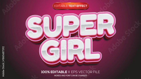 Obraz 3D text effect super girl theme