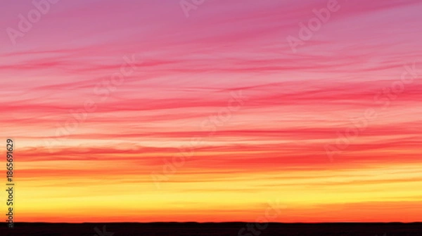 Fototapeta Vibrant Sunset Sky with Gradient Colors and Soft Cloud Patterns