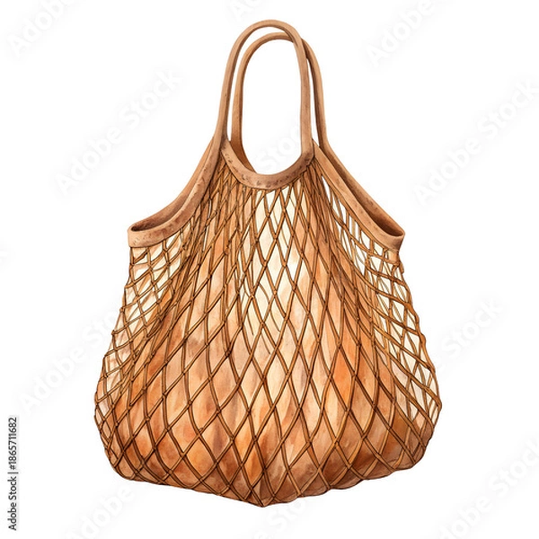 Obraz Watercolor String Bag isolated on a transparent background