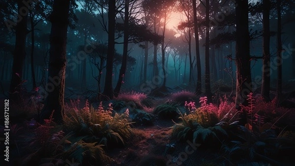 Obraz sunrise in the forest