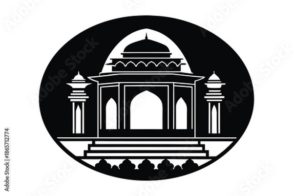 Obraz Architectural Monument Circular Frame Silhouette Vector 