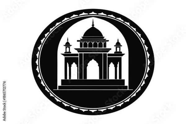 Obraz Architectural Monument Circular Frame Silhouette Vector 