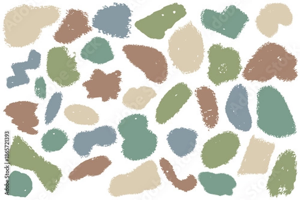 Obraz 幼稚園・保育園向け クレヨンタッチのベタ塗りあしらい素材セット｜ナチュラルで落ち着いたカラー
Natural Crayon Style Solid Shape Decoration Set for Kindergarten