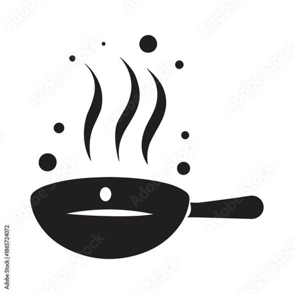 Obraz Circular Steam Culinary Logo With Frying Pan