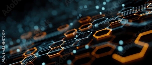 Obraz Abstract futuristic hexagonal pattern on transparent background