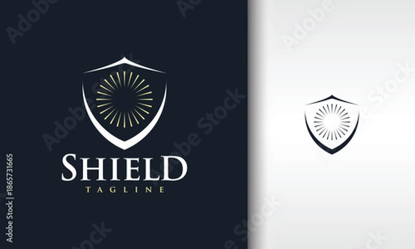 Obraz Elegant Shield Logo with Radiant Sunburst