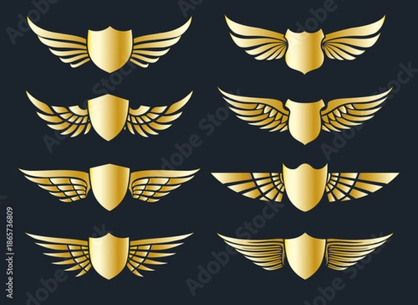 Obraz Golden heraldic shields