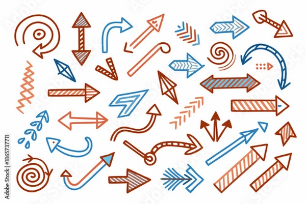 Obraz Hand-drawn Colored Pencil Style Arrow Set