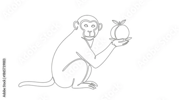 Fototapeta monkey holding apple