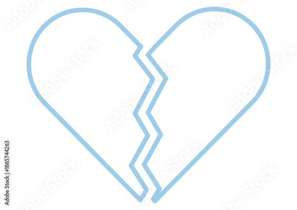 Obraz 心の傷や悲しみ・失恋や破局をイメージした中央で二つに割れたハート・ブロークンハートアイコン