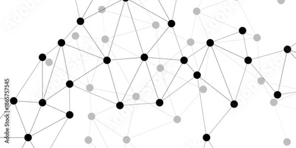 Obraz Abstract Network Nodes and Connecting Lines on White Background, Minimal Technology Visualization Representing Data, Communication, Systems, and Digital Connectivity