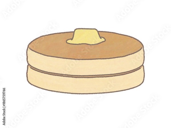 Obraz ホットケーキを2つ重ねてバターをのせたイラスト