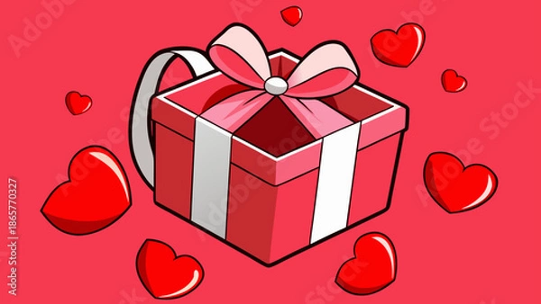 Obraz gift box with red ribbon