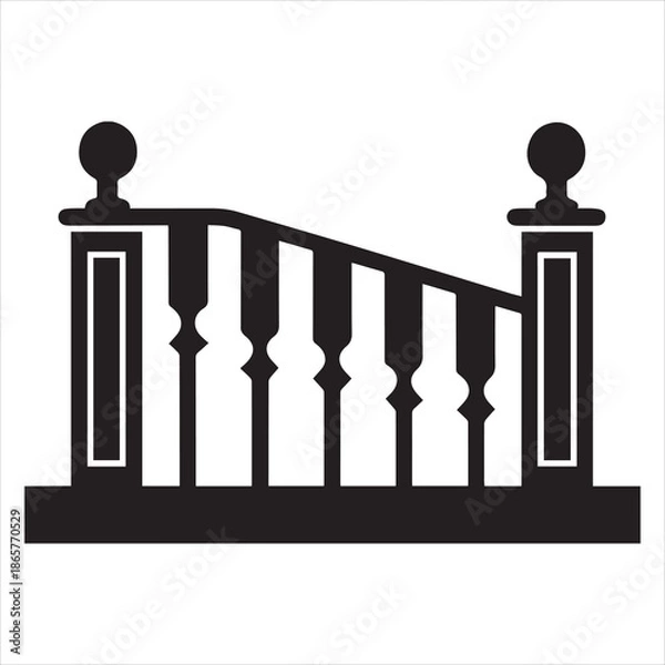Obraz Balustrade Railing Icon Vector Black and White