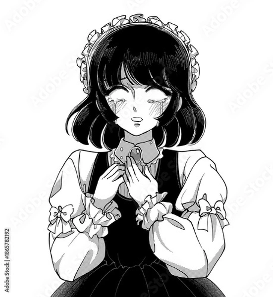 Obraz ショック…ガーン…白目で泣く少女漫画お姉さんイラスト