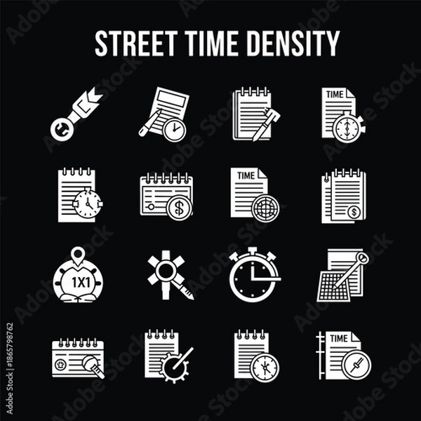 Obraz Street Time Density Document and Clock Vector Graphic Icons