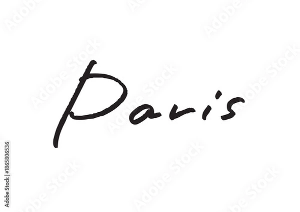 Obraz 手書き風筆記体で書かれた『Paris』の英字デザイン文字｜パリ, 日本語表記, 英字, 筆記体, 手書き