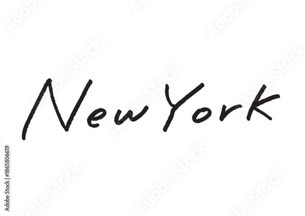 Obraz 手書き風筆記体で書かれた『New York』の英字デザイン文字｜ニューヨーク, 日本語表記, 英字, 筆記体, 手書き