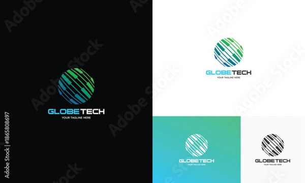 Obraz business global tech logo design vector template