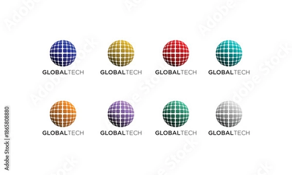 Fototapeta business global tech logo design vector template