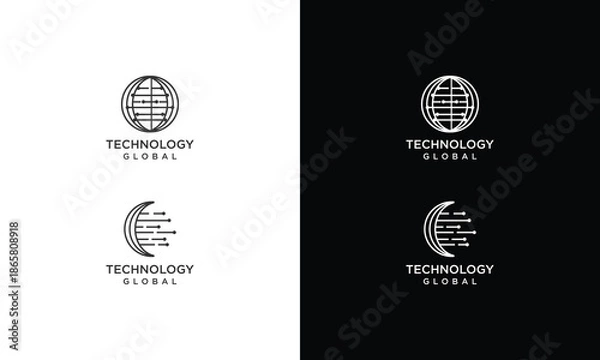 Fototapeta business global tech logo design vector template