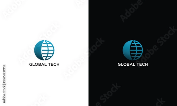 Fototapeta business global tech logo design vector template