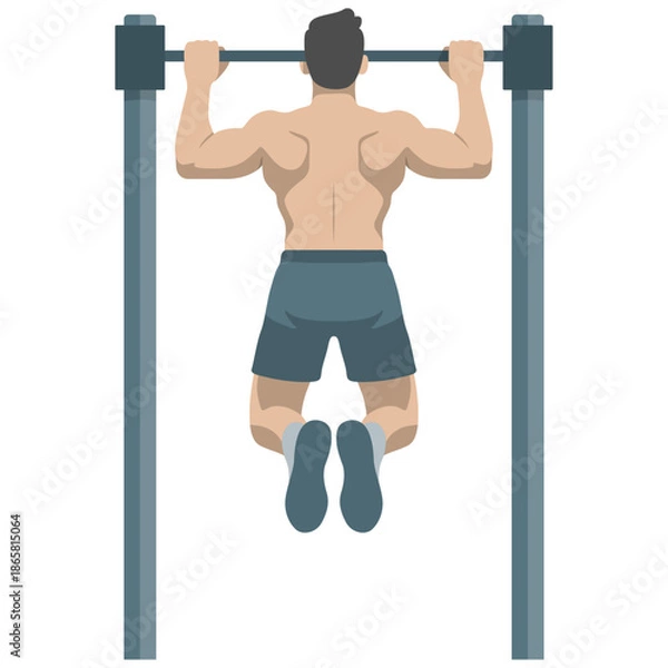 Obraz Man Do Pullups Illustration.