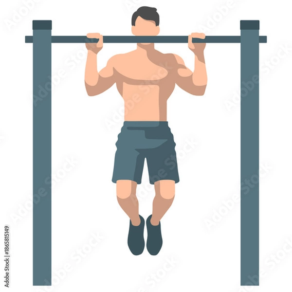 Obraz Man Do Pullups Illustration.