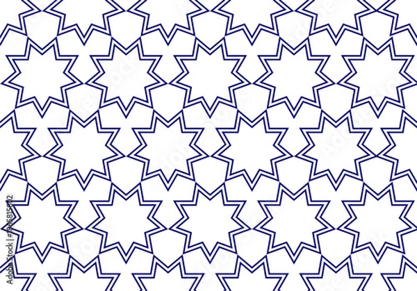 Obraz Geometric islamic seamless pattern. Geometric outline texture on white background. Beautiful arabic pattern for design element.