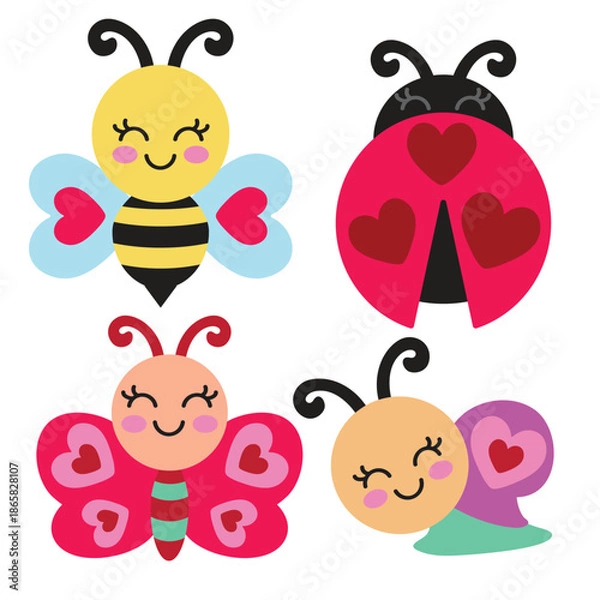 Obraz Valentine   insects  vector cartoon illustration