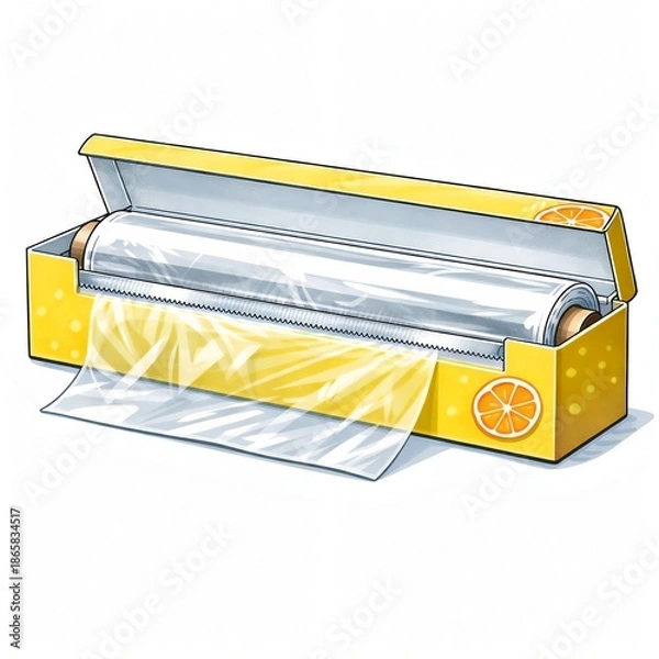 Obraz 手描き風シンプルなキッチンラップの生活用品アイコンイラスト