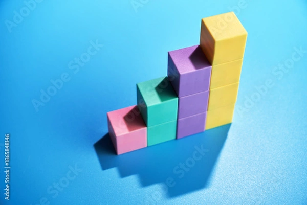 Obraz Colorful building blocks make a graph