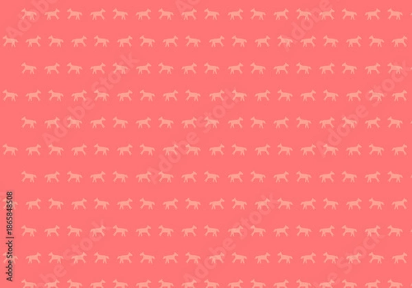 Fototapeta 馬のモチーフが並ぶ北欧スタイルの横配置背景パターン（レッド・コーラル）
