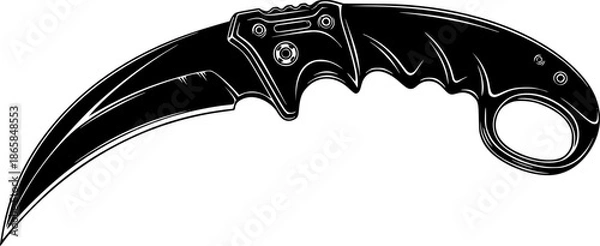 Obraz Tactical Knife Blade Silhouette Vector Icon